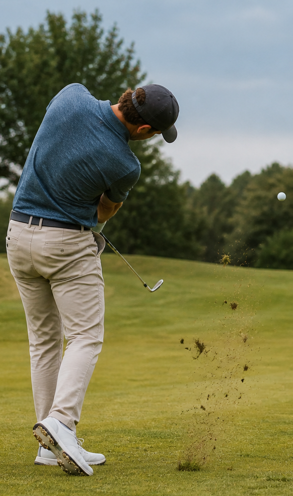 Golfer in zijn swing
